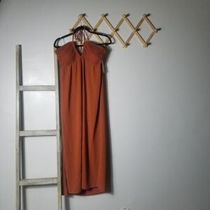 NWT NO BOUNDARIES WOMEN'S ORANGE HALTER MAXI DRESS SIZE LARGE